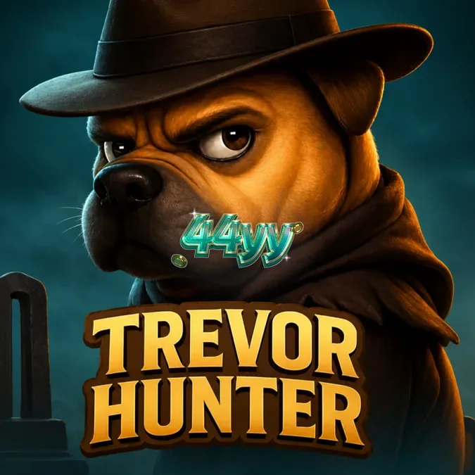 O bulldog explorador em frente a uma grade de jogo temática de cemitério em Trevor Hunter